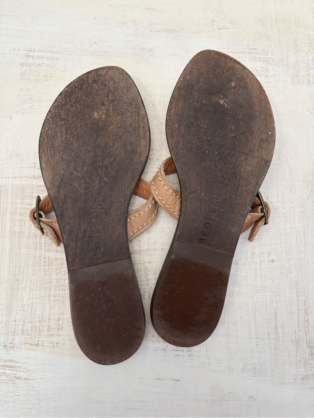 Bed Stu Leather Thong Sandal Slip Buckle On Size 8 - Picture 7 of 9